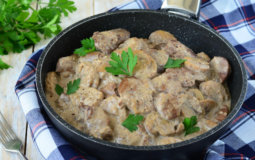 chicken liver with mushrooms