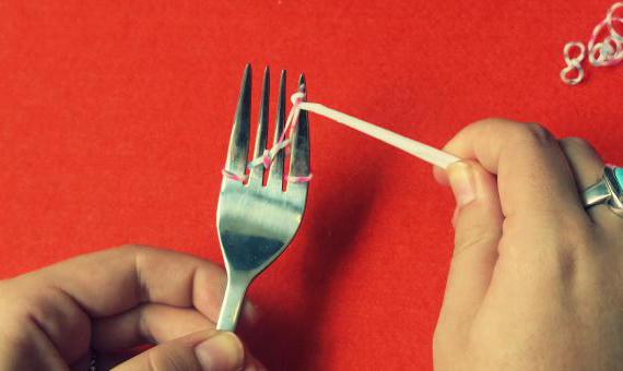 Loom bands on a fork