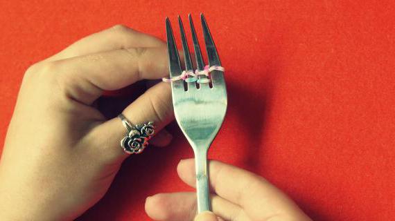 Loom bands on a fork