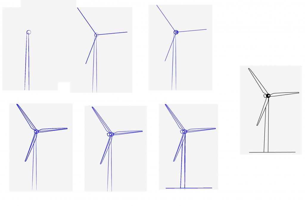 как нарисовать ветряную мельницу