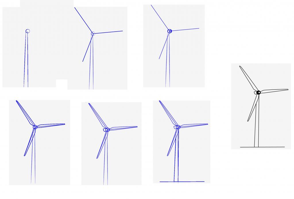 how to draw a windmill