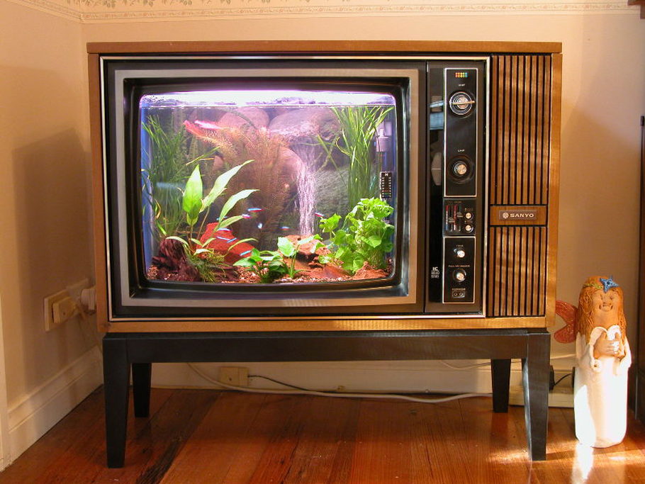 аквариум из старого лампового телевизора