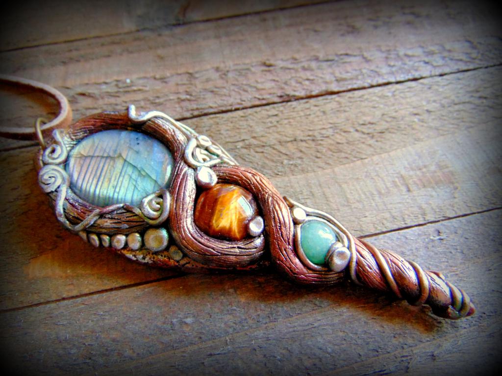 Moonstone and Tiger's Eye Amulet