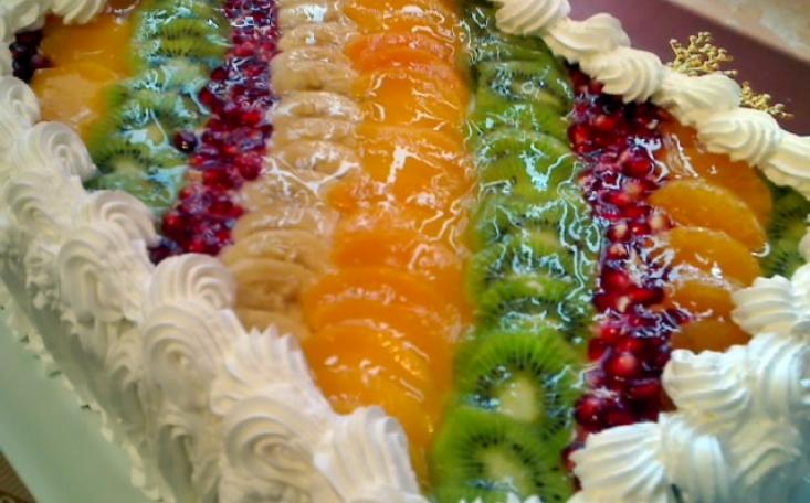 Торт с фруктами в желе
