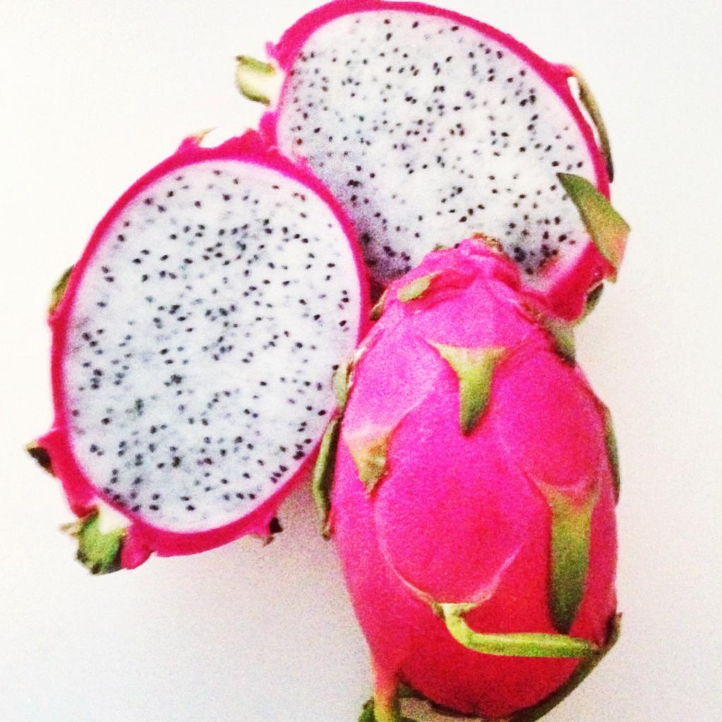 Fruit pink inside white with black dots