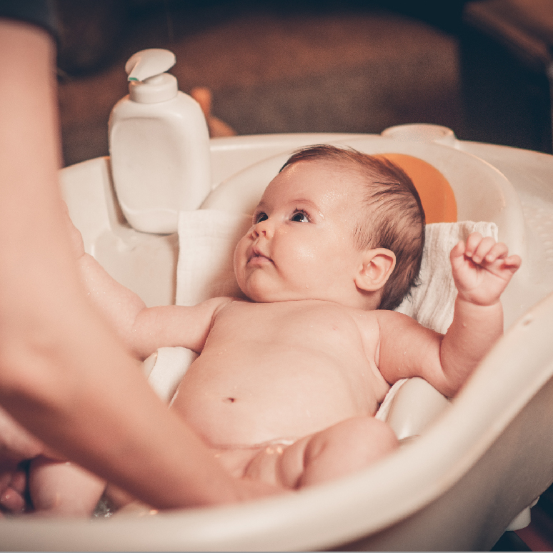 bathing baby