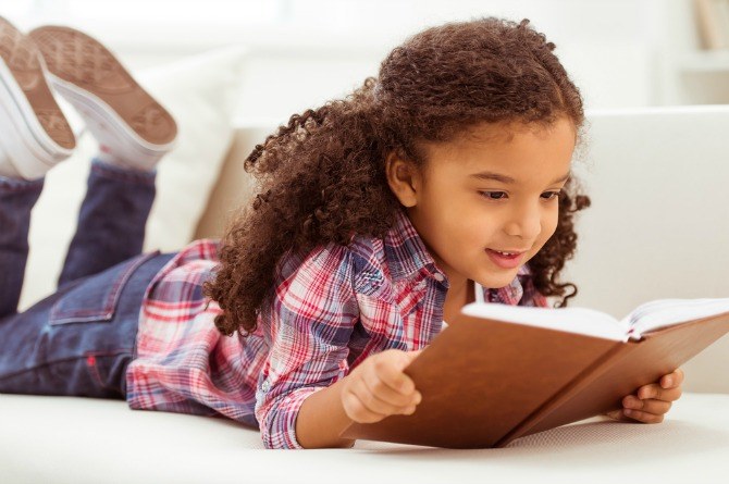 girl is reading a book