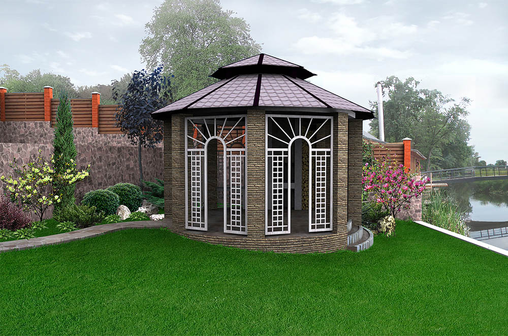 Build a gazebo of brick