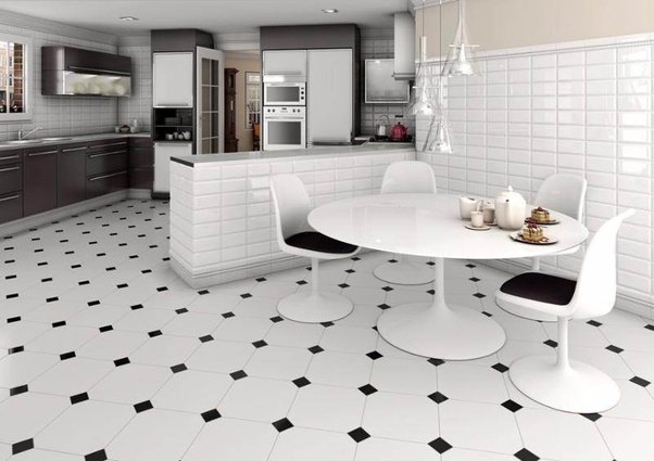 Дизайн полов из плитки на кухню и коридор