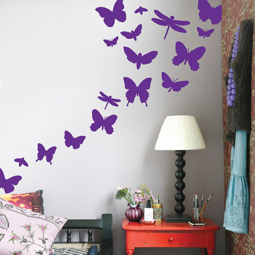 Трафарет бабочек на стену