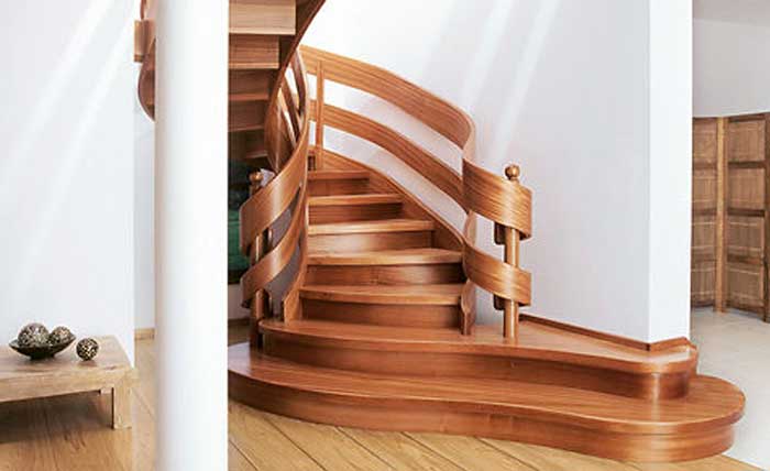 Wooden staircase to the second floor