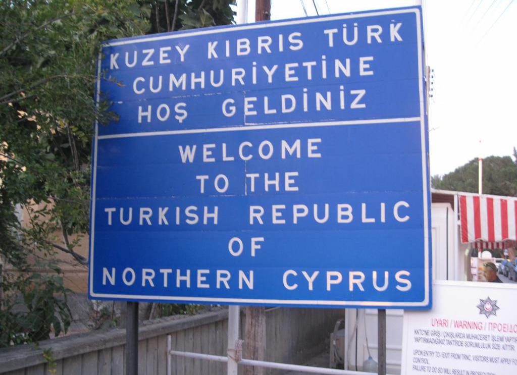 Welcome sign on the side of the TRNC