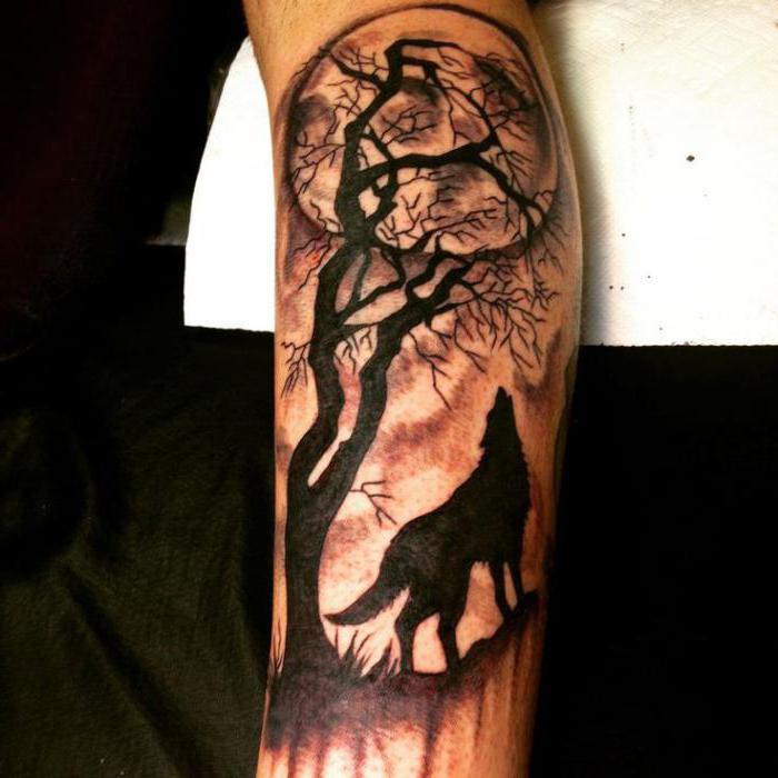 Символика татуировки волка воющего на луну