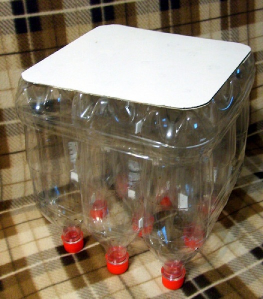 do-it-yourself ottoman from bottles