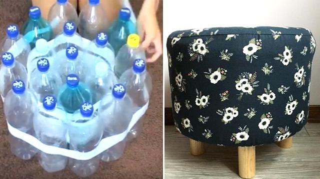 how to make ottoman from bottles