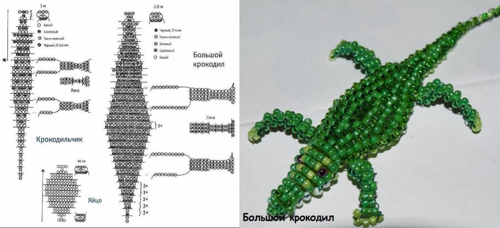 Крокодильчик из бисера