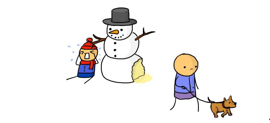 Снеговик, ребенок и человек