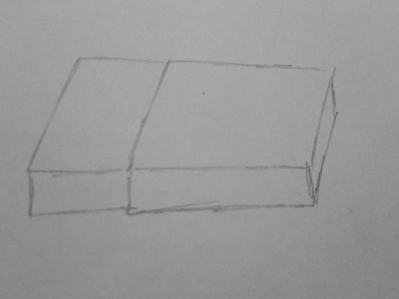Как нарисовать коробок. Шаг 1.
