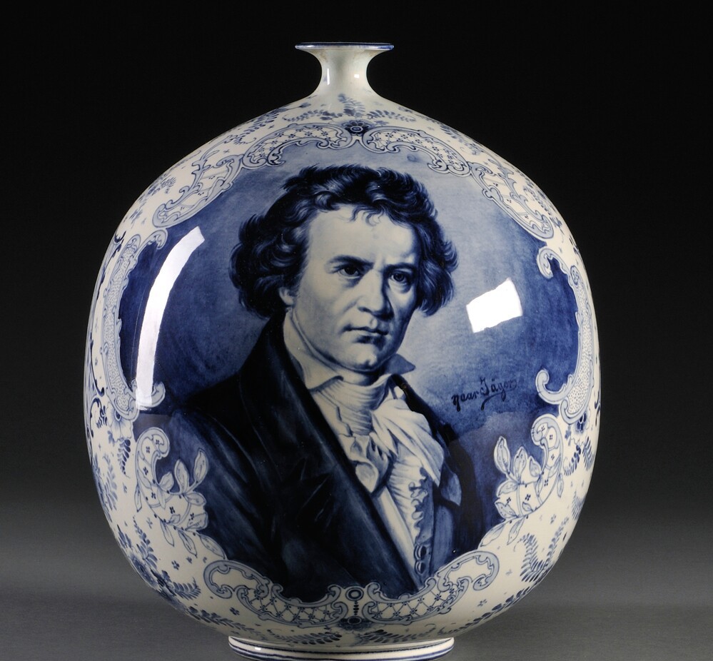 Beethoven portrait on Delft china