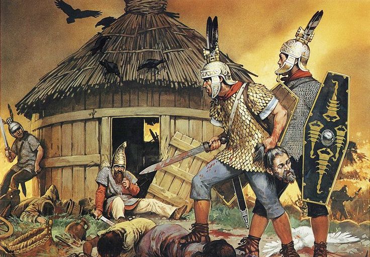 Римляне нападают на деревню германцев