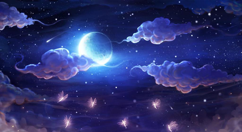 Fairy moon in the clouds