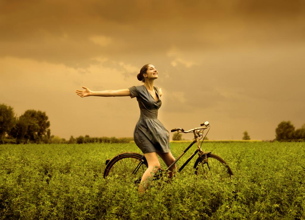 Woman on bicycle