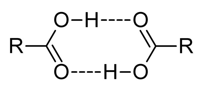 Водородные связи между молекулами карбоновых кислот