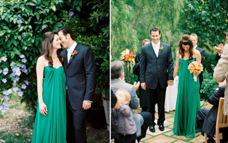 свадебное платье зеленого цвета