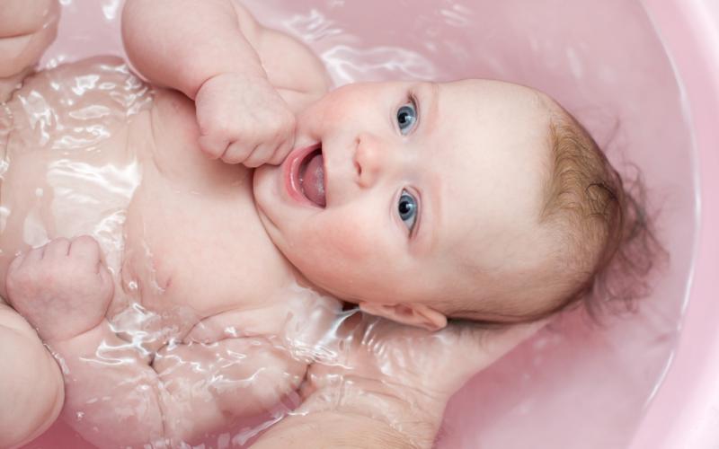 bathing a newborn