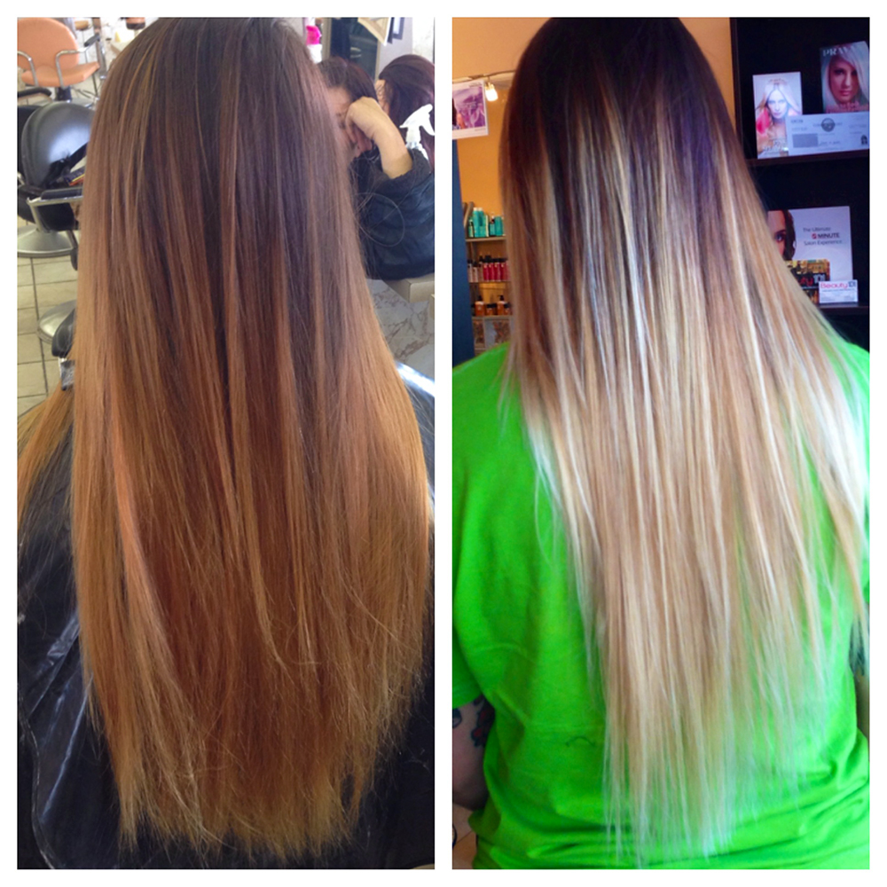 Омбре волос фото до и после