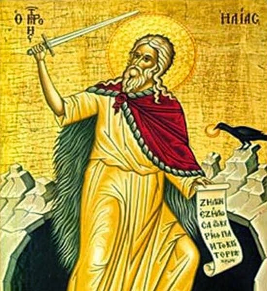 the prophet Ilya with a sword in his hand