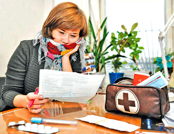 Woman with sick leave