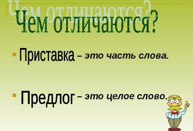 чем отличается приставка от предлога 5 класс ответы