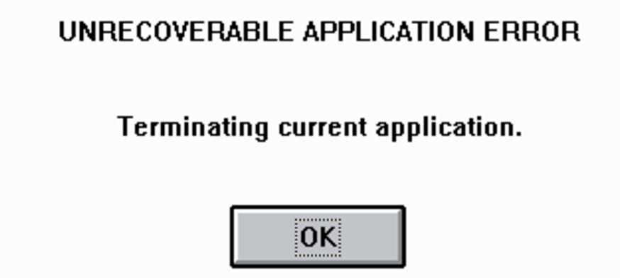 application error ошибка