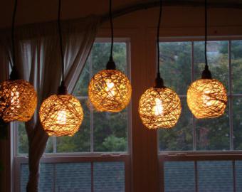 homemade thread chandelier