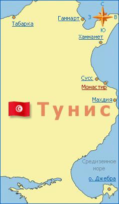карта монастир тунис