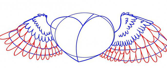 Сердце с крыльями эскиз
