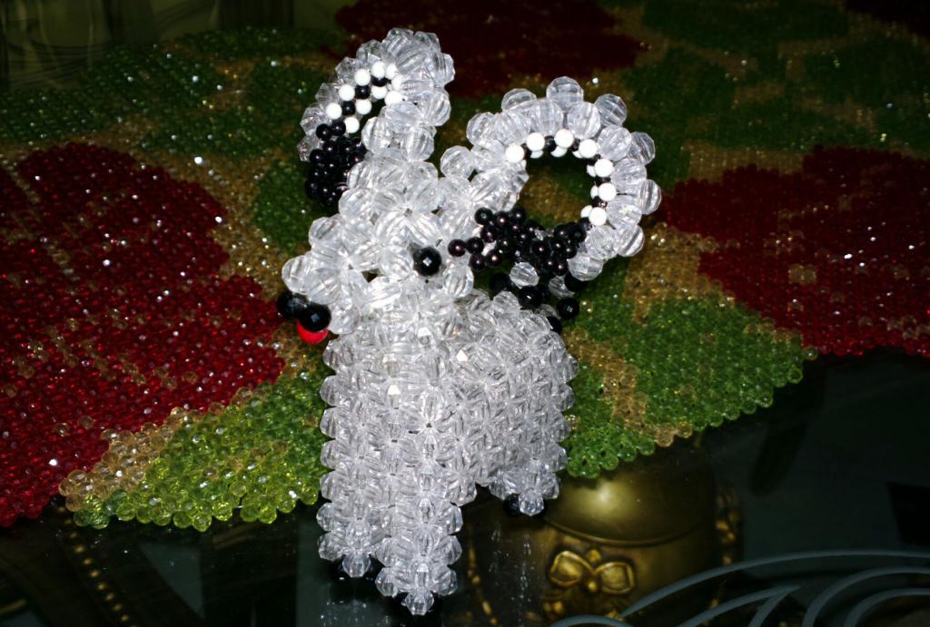 Bright white goat from beads