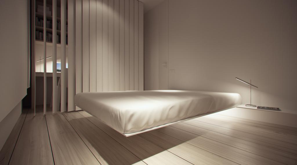 Парящая кровать в стиле минимализм