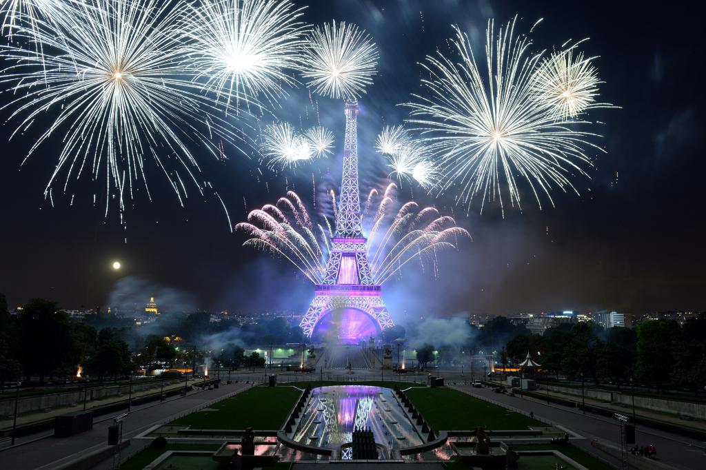 fireworks over the eiffel tower