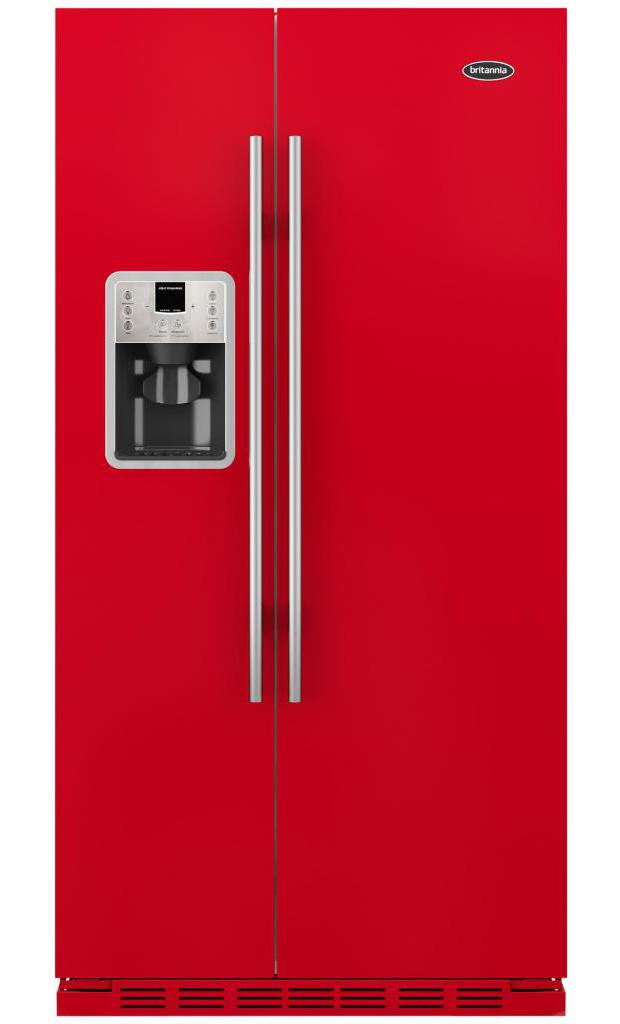 Красный холодильник side by side