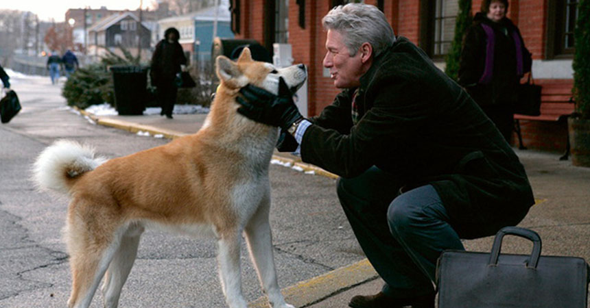 The owner with Hachiko