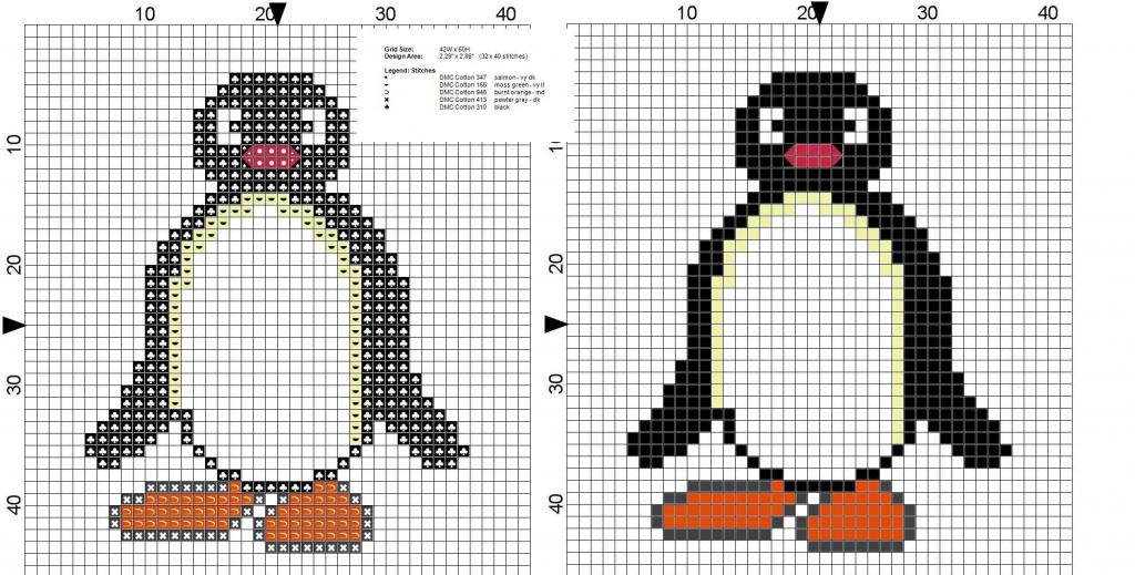 схема вышивки пингвина