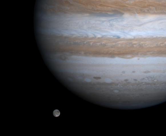 Photo of Ganymede and Jupiter