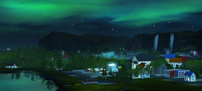 Northern Lights in the town