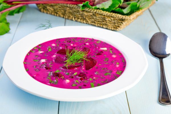 Okroshka on beetroot broth