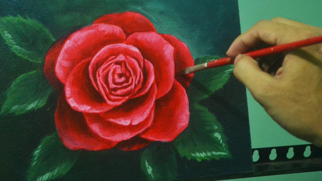 роза нарисованная красками