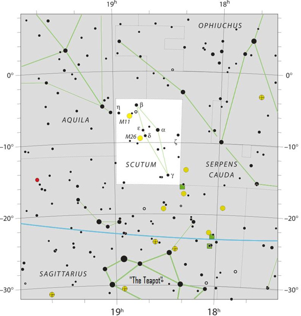 Карта созвездия Щит