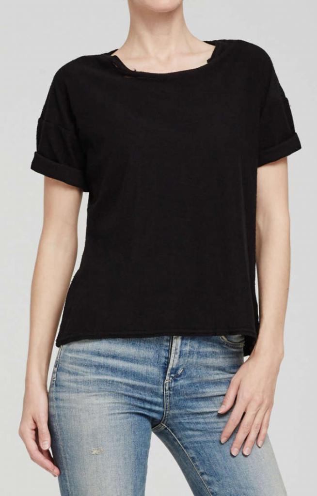 Black t-shirt and jeans