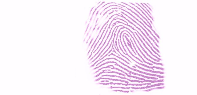 Отпечаток пальца, выявленный пурпурным Руэмана
